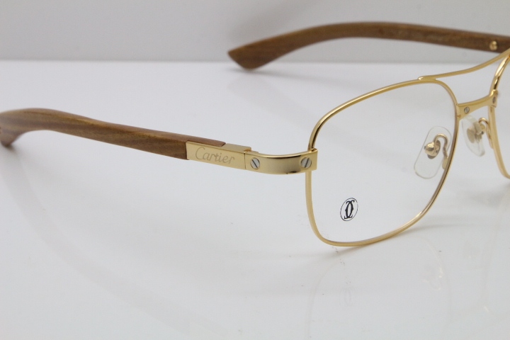 Cartier Santos DE Beige Bubinga Wood 5037821 Original Eyeglasses In Gold 