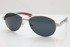 Cartier EDITON SANTOS DUMONT Wood 4480317 Original Sunglasses In Silver Dark Lens