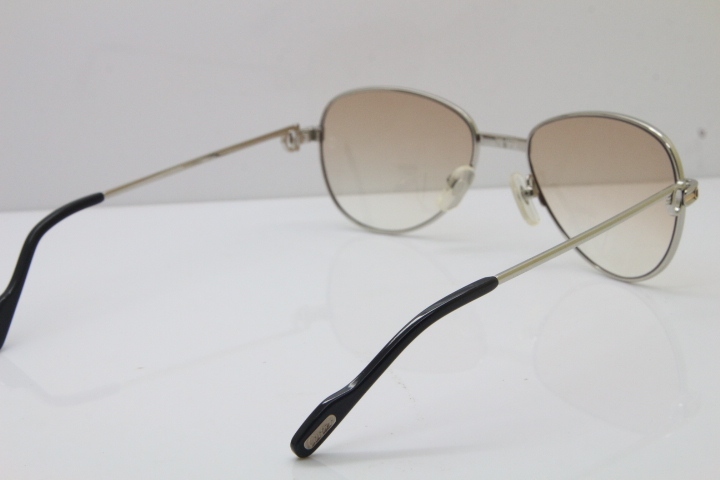 Cartier 1156479 Original Sunglasses In Silver Brown Lens