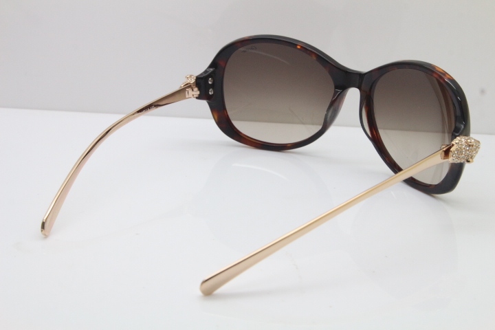 Cartier Leopard Ca5128 Diamond Sunglasses In Torotise Mix Gold Brown Lens