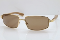 Cartier Santos DE Beige Bubinga Wood 4480316 Original Sunglasses In Gold Brown Lens