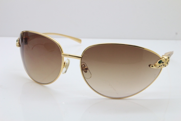 CARTIER Series Limited 1525/2000 Original Sunglasses In Gold Light Brown Lens