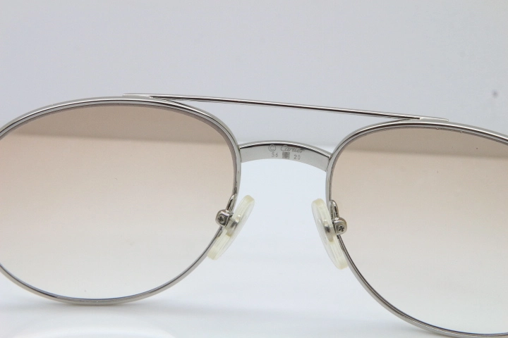 Cartier 1191437 Original Sunglasses In Silver Brown Lens