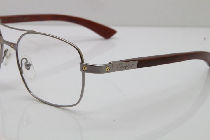 Cartier EDITON SANTOS DUMONT Wood 5037821 Original Eyeglasses In Gun Metal