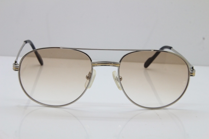 Cartier 1191437 Original Sunglasses In Silver Brown Lens