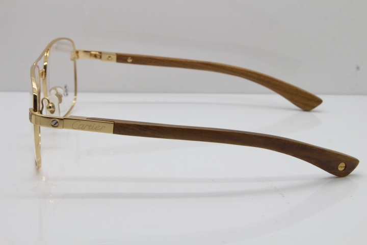 Cartier Santos DE Beige Bubinga Wood 5037821 Original Eyeglasses In Gold 