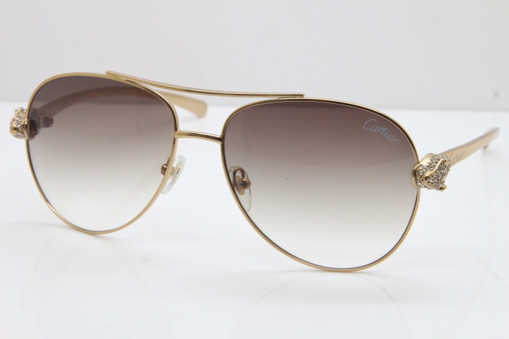 Cartier Leopard T8200666S Diamond Sunglasses In Gold Brown Len