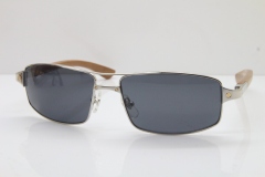 Cartier Santos DE Beige Bubinga Wood 4480316 Original Sunglasses In Silver Dark Lens