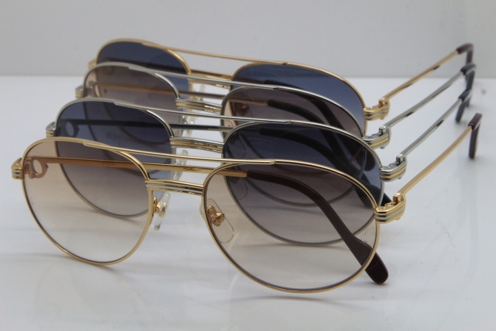 Cartier 1191437 Original Sunglasses In Silver Brown Lens