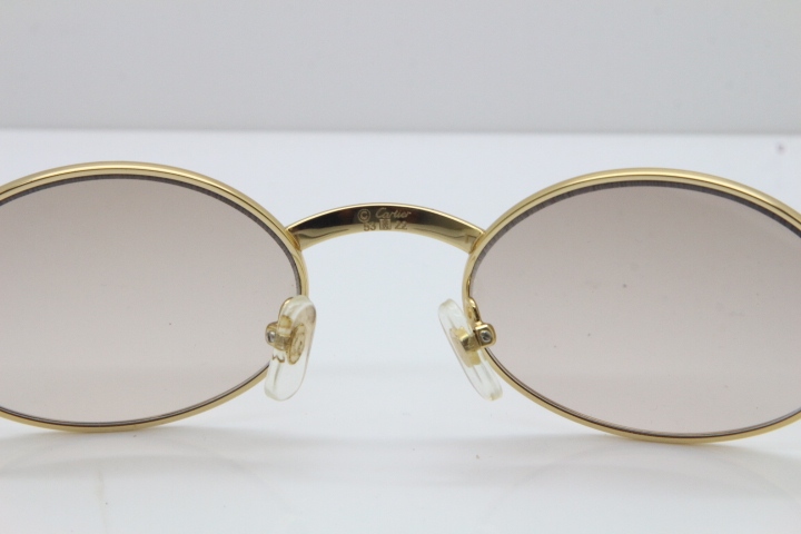 Cartier 7550178 Vintage Original Stainless Steel Sunglasses in Gold Brown Lens Size：53