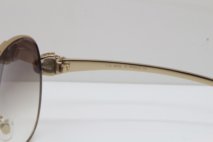 Cartier Leopard T8200666S Diamond Sunglasses In Gold Brown Len