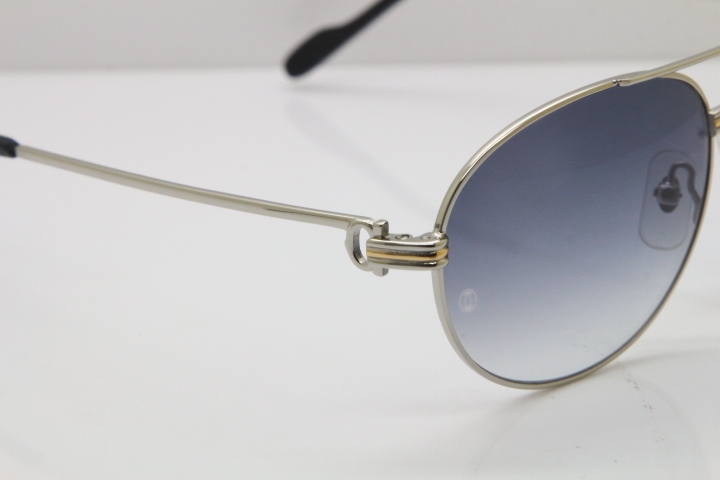 Cartier 1191437 Original Sunglasses In Silver Brown Lens