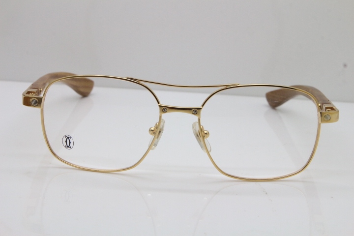 Cartier Santos DE Beige Bubinga Wood 5037821 Original Eyeglasses In Gold 