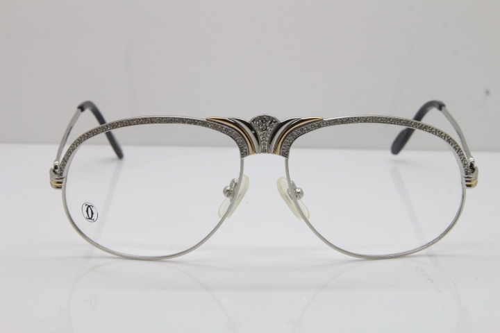 Cartier Crown Diamond 1112530 Original Eyeglasses In Silver