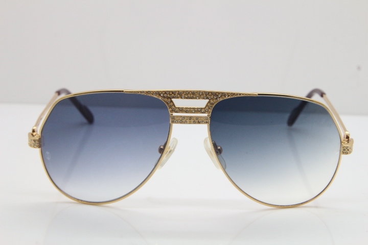 Cartier Diamond 1130036 Original Sunglasses In Gold Gray Len