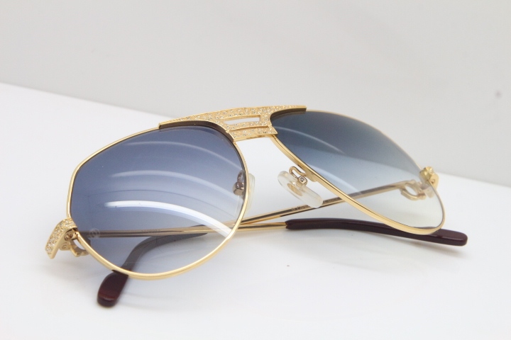 Cartier Diamond 1130036 Original Sunglasses In Gold Gray Len