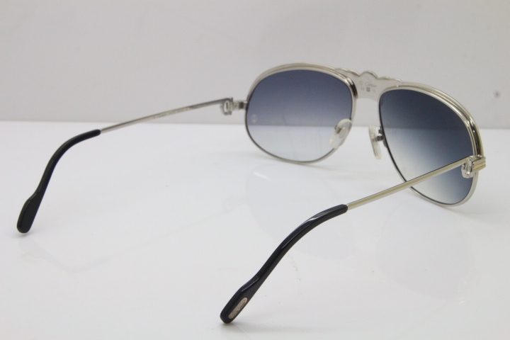 Cartier Crown Diamond 1112530 Original Sunglasses In Silver Gray Lens