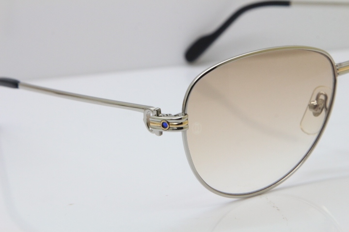 Cartier 1156479 Original Sunglasses In Silver Brown Lens