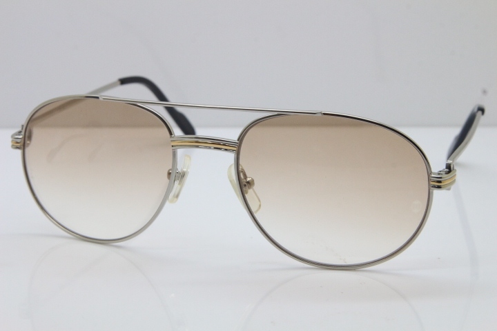 Cartier 1191437 Original Sunglasses In Silver Brown Lens