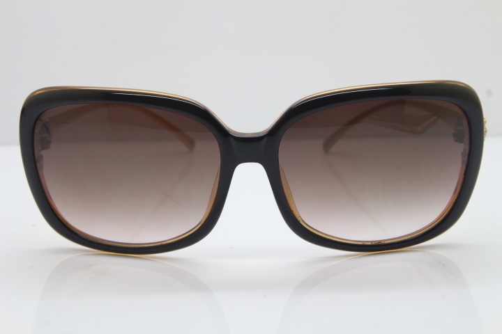 Cartier Leopard 1304 Diamond Sunglasses In Brown Mix Gold Brown Lens