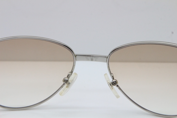 Cartier 1156479 Original Sunglasses In Silver Brown Lens