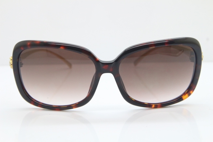 Cartier Leopard 1304 Diamond Sunglasses In Toroise Mix Gold Brown Lens