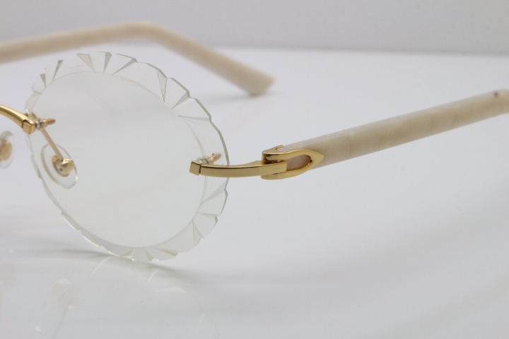 Cartier Optical Rimless T8200761 Eyeglasses In Gold Carved Lens