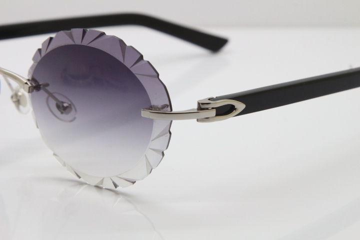Cartier Rimless T8200761 Sunglasses In Gold Gray Carved Lens