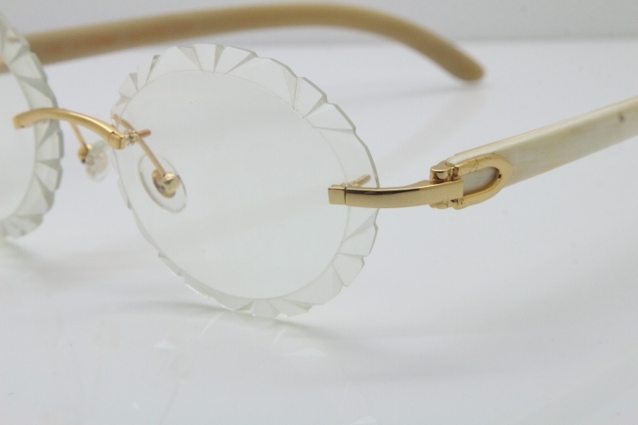 Cartier Rimless Original Genuine Natural Horn T8200761 Optical In Gold Transparent Carved Lens