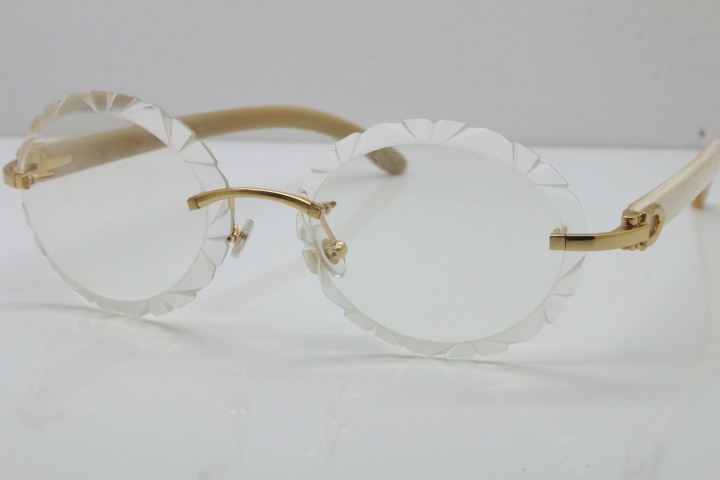 Cartier Rimless Original Genuine Natural Horn T8200761 Optical In Gold Transparent Carved Lens