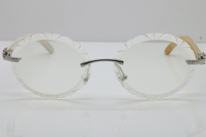 Cartier Rimless Original Genuine Natural Horn T8200761 Optical In Gold Transparent Carved Lens