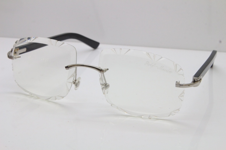 Cartier T8200762 Rimless Optical In Silver Transparent Carved Lens