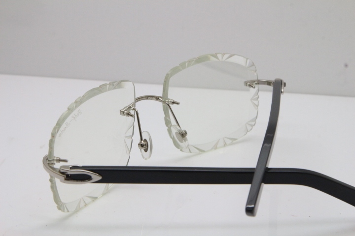 Cartier T8200762 Rimless Optical In Silver Transparent Carved Lens