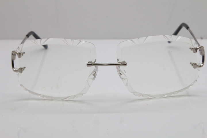 Cartier Rimless Metal Original T8200762 Eyeglasses in Gold Transparent Carved Lens