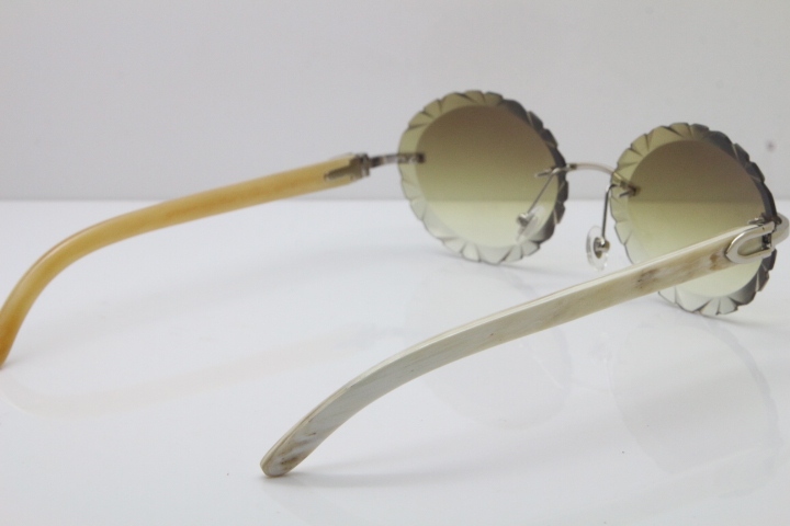 Cartier Rimless Original Genuine Natural Horn T8200761 Sunglasses In Gold Brown Carved Lens