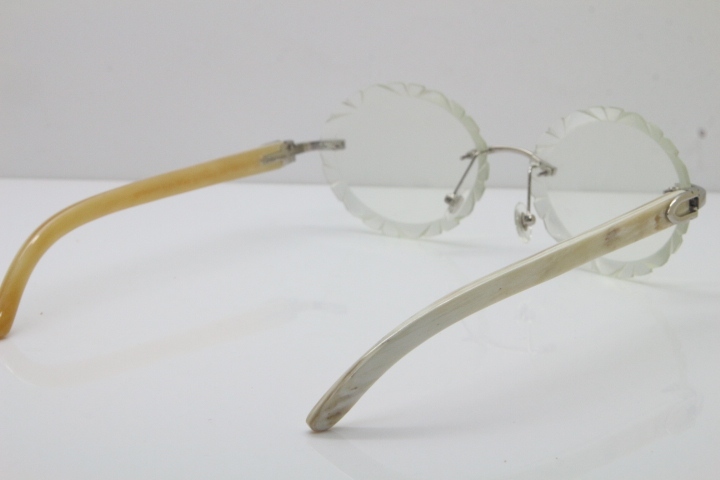 Cartier Rimless Original Genuine Natural Horn T8200761 Optical In Gold Transparent Carved Lens