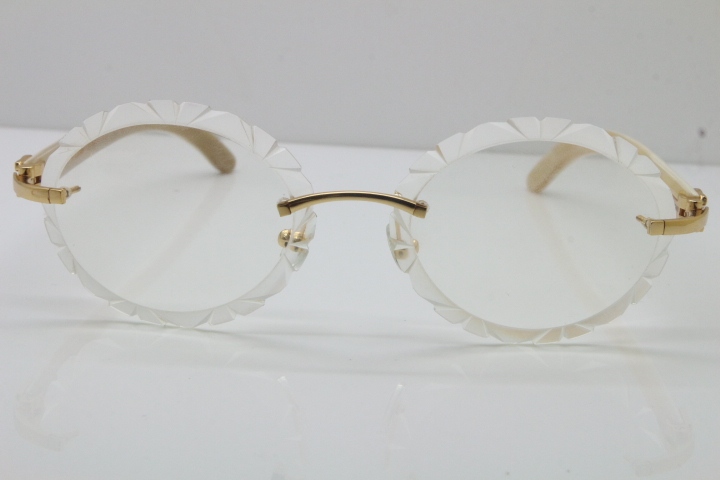 Cartier Rimless Original Genuine Natural Horn T8200761 Optical In Gold Transparent Carved Lens