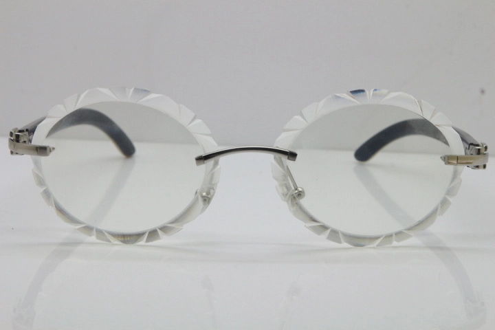 Cartier Rimless Original White Inside Black Buffalo Horn T8200761 Eyeglasses in Gold Transparent Carved Lens