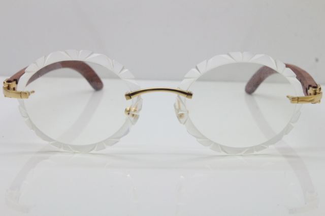 Cartier Rimless Original Wood T8200761 Eyeglasses in Silver Transparent Carved Lens