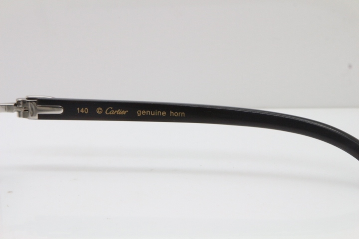 Cartier Rimless 8200757 Original Black Buffalo Horn Sunglasses In Gold Light Green Lnes