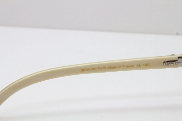 Cartier Rimless Original White Genuine Natural Horn T8300816 Sunglasses in Gold Pink Lens Hot