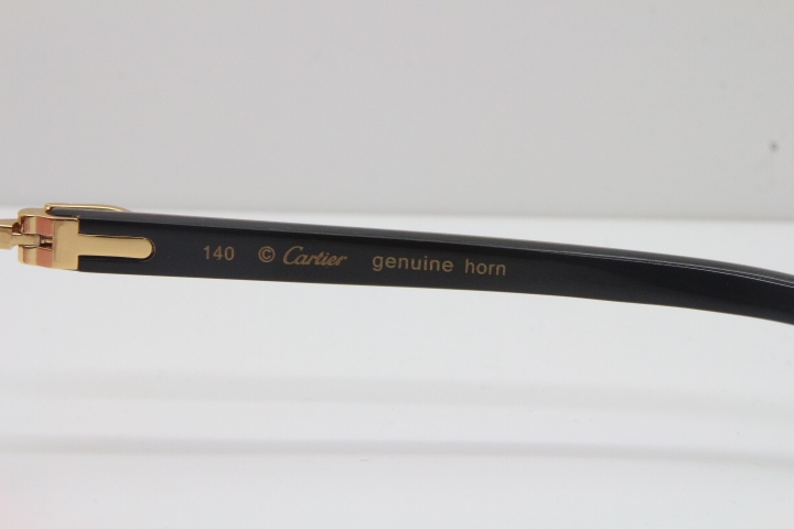 Cartier Rimless Original White Inside Black Buffalo Horn T8300816 Sunglasses in Gold Pink Lens Hot