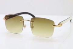 Cartier Rimless Original White Inside Black Buffalo Horn T8300816 Sunglasses in Gold Brown Lens Hot