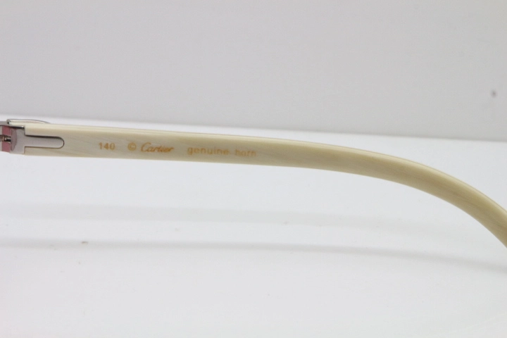 Cartier Rimless Original White Genuine Natural Horn T8300816 Sunglasses in Gold Pink Lens Hot