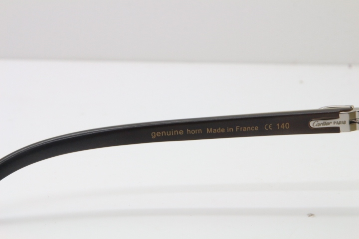 Cartier Rimless Original White Inside Black Buffalo Horn T8300816 Sunglasses in Gold Brown Lens Hot