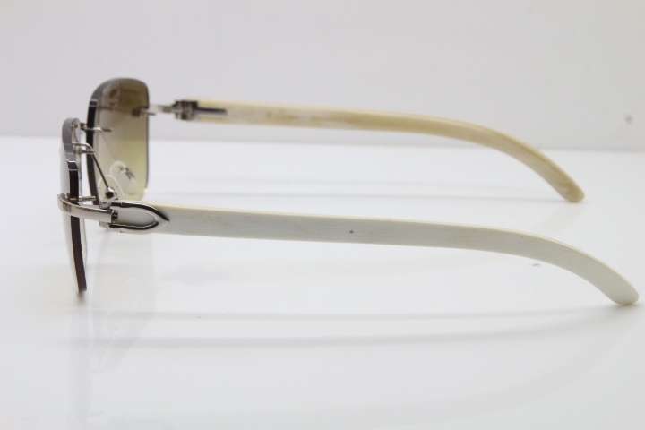 Cartier Rimless Original White Genuine Natural Horn T8300816 Sunglasses in Gold Brown Lens Hot