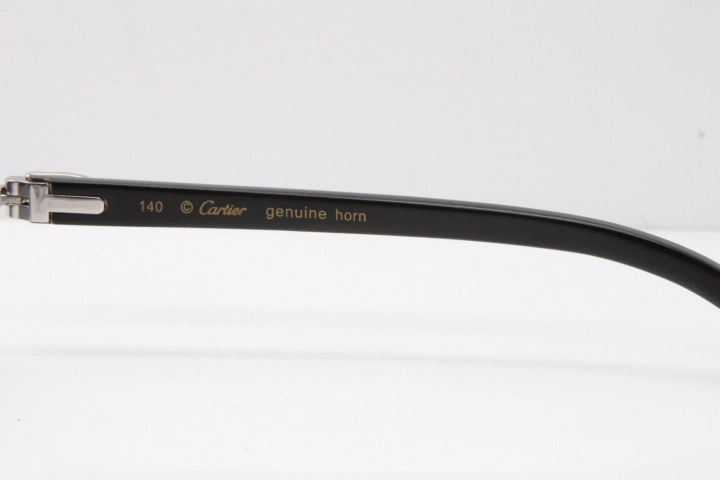 Cartier Rimless Original Black Buffalo Horn 8200759 Sunglasses In Silver Gray Lens