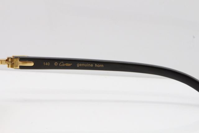 Cartier Rimless Original Black Buffalo Horn 8200759 Sunglasses In Gold Brown Lens