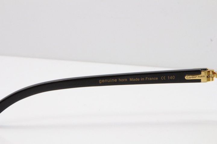 Cartier Rimless Original Black Buffalo Horn 8200759 Sunglasses In Gold Brown Lens