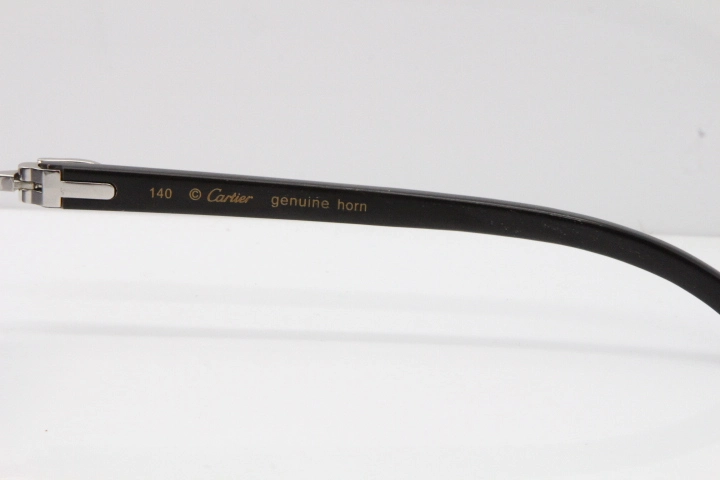 Cartier Rimless Original Black Flower Buffalo Horn 8200759 Sunglasses In Gold Gray Lens